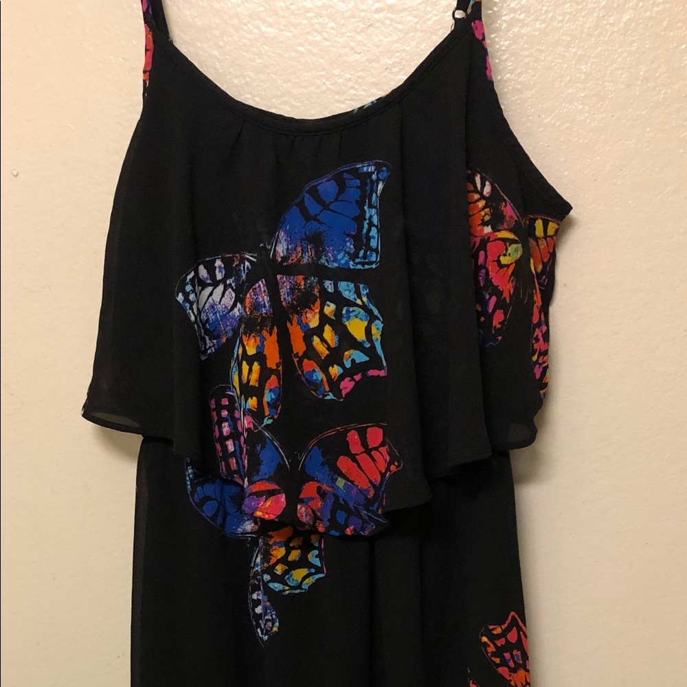 Black with colorful butterflies maxi dress